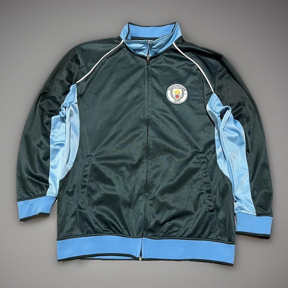 Manchester City Mens Blue Two Tone Soccer Warmup Soccer Track Full-Zip Jacket XL